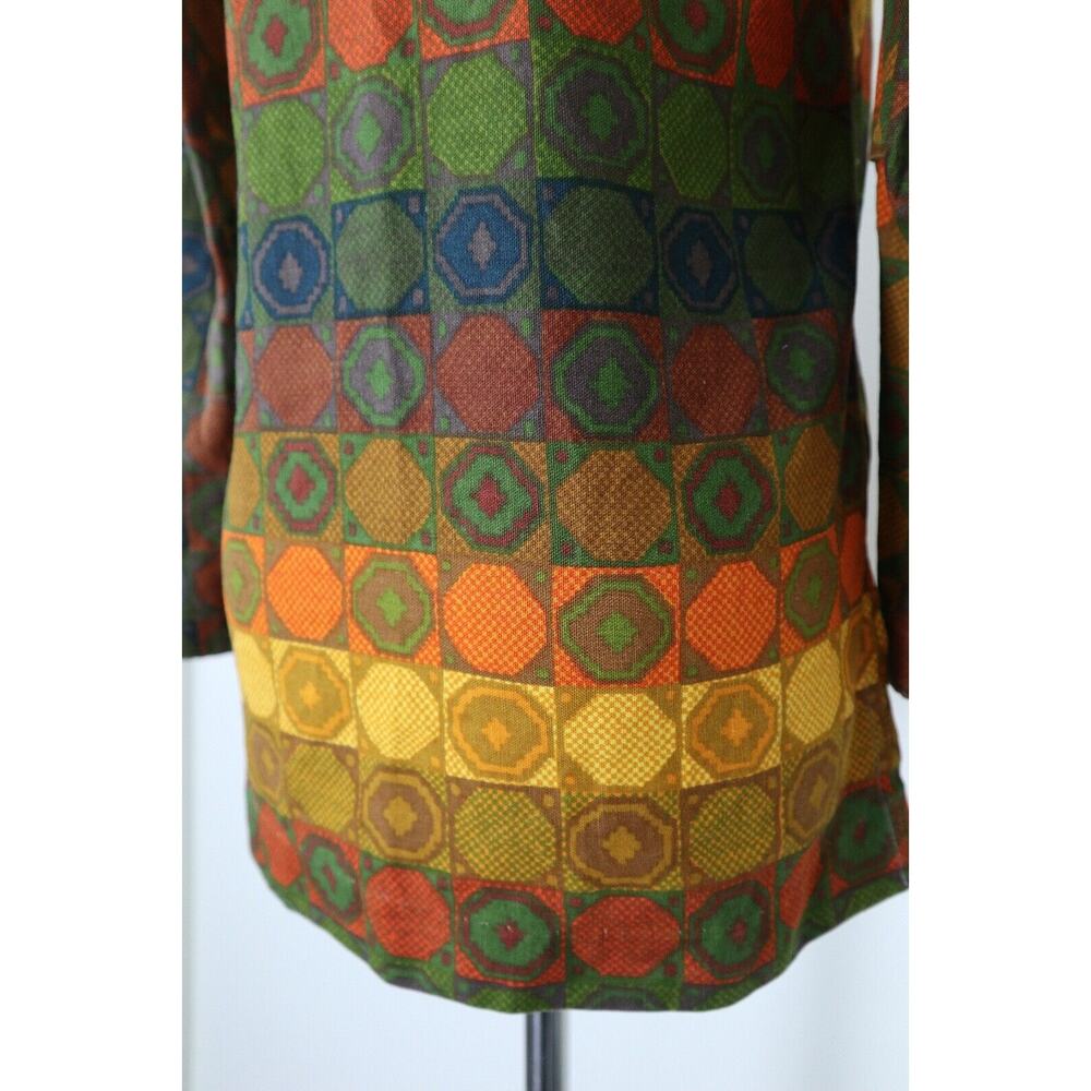 Vintage 1960's "Aladdin" Women's Nehru Collar Button Down Shirt Psychedelic - Picture 10 of 11
